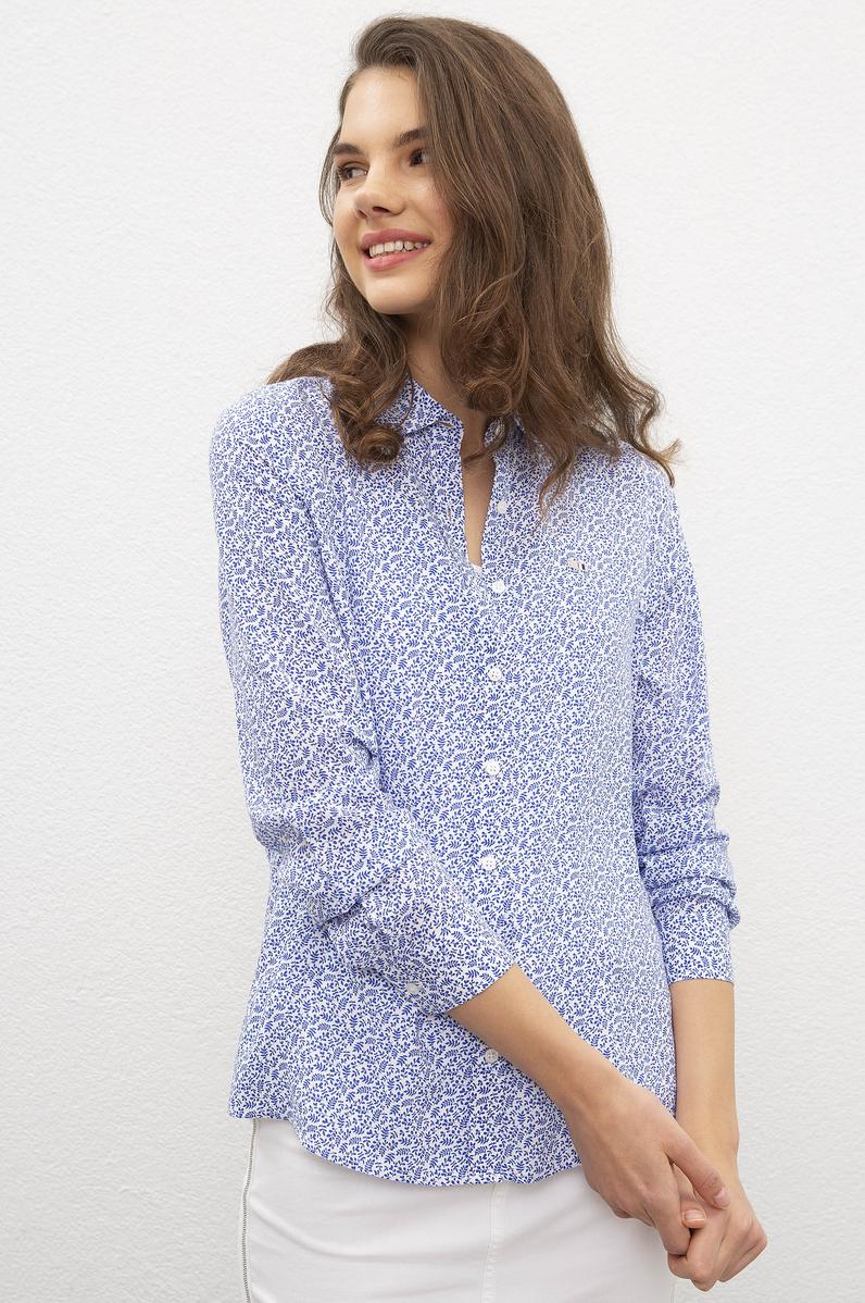 Kadın Lacivert Uzun Kollu Gömlek