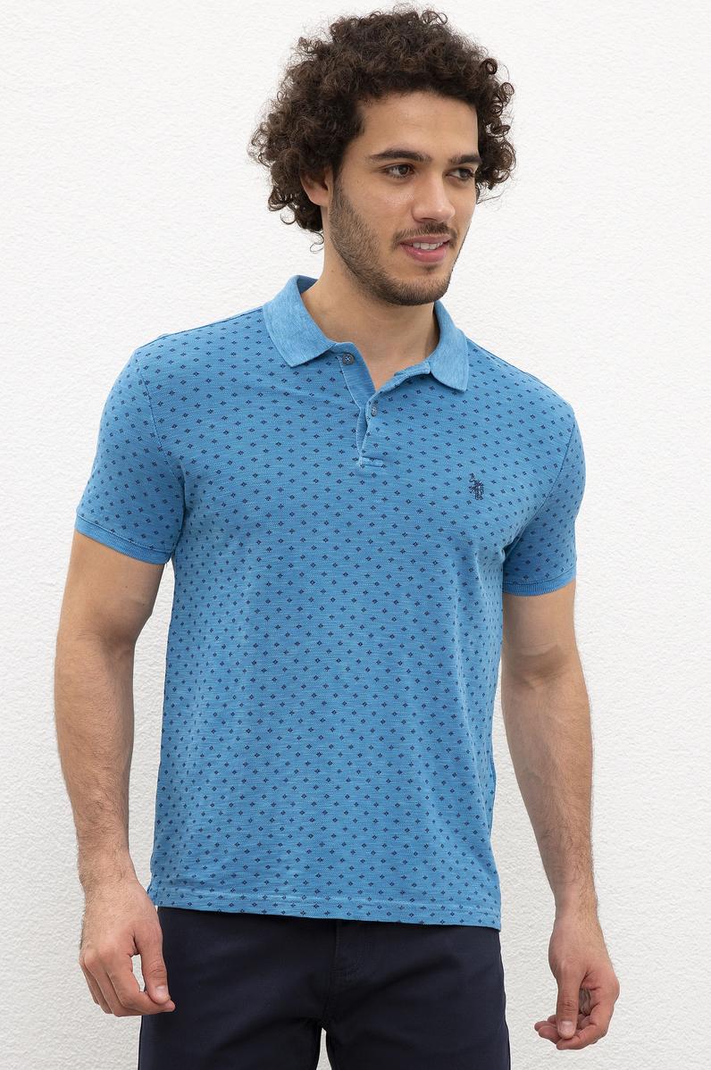 Erkek İndigo Polo Yaka Tişört