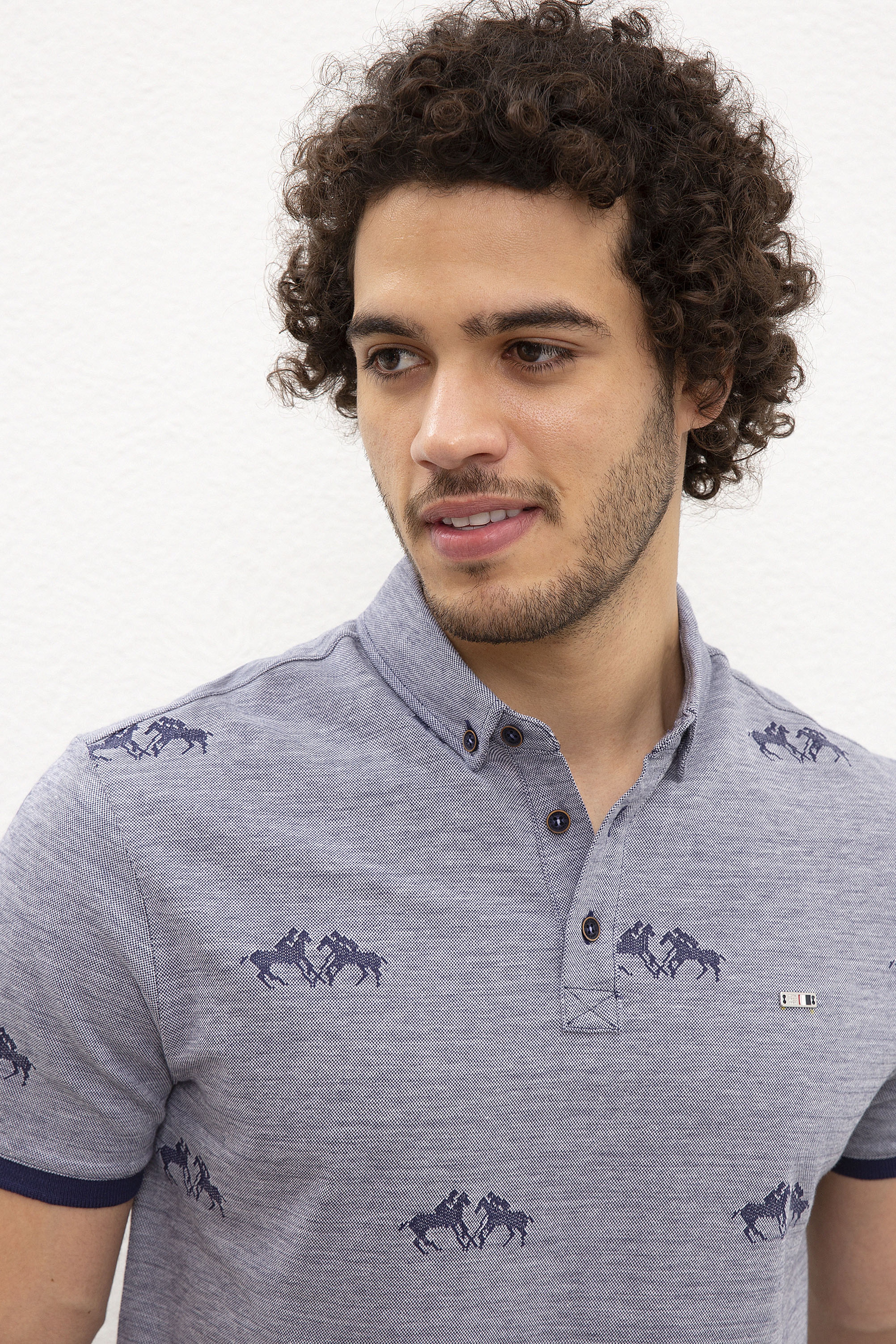 Erkek Lacivert Polo Yaka T-Shirt - Image 2
