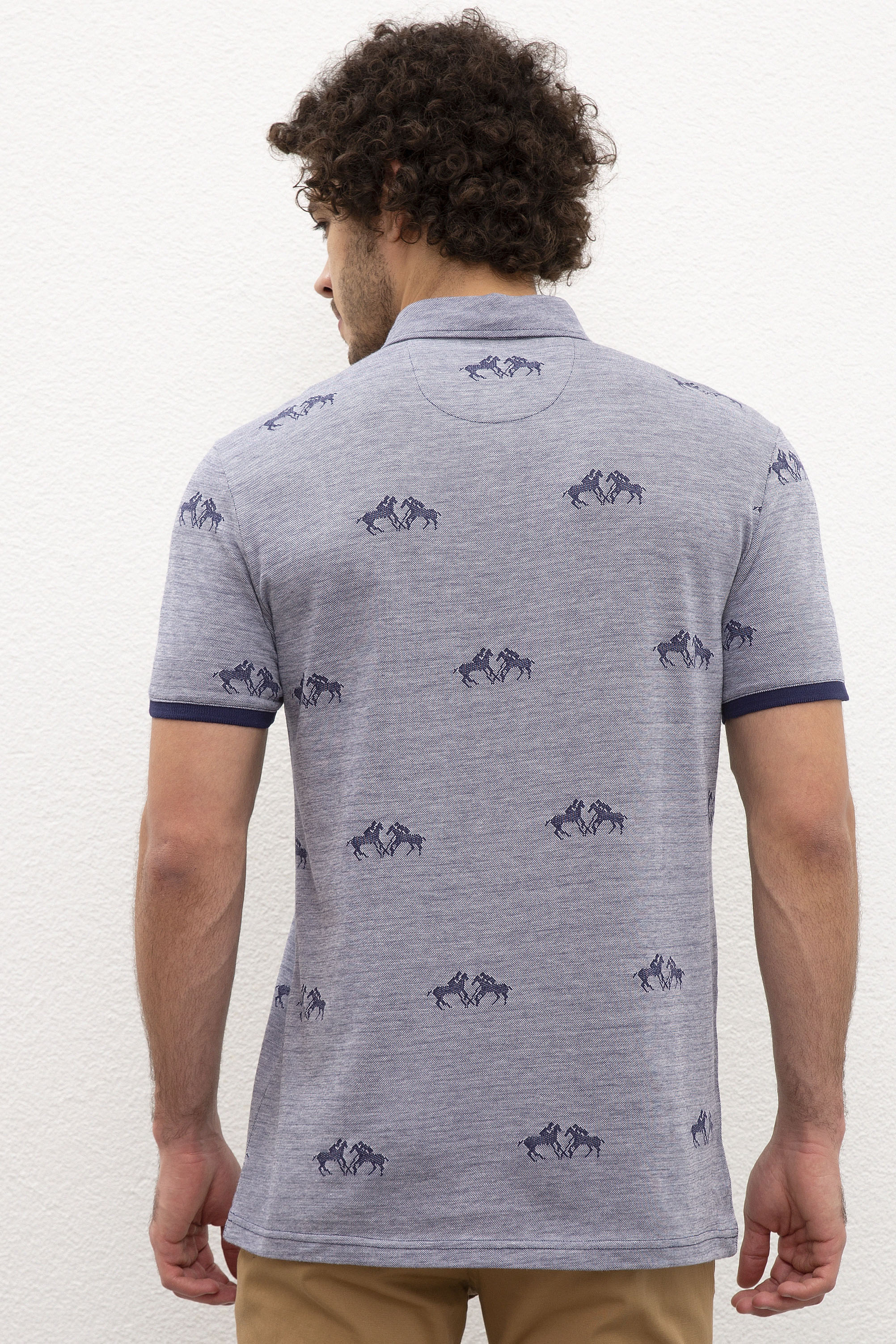 Erkek Lacivert Polo Yaka T-Shirt - Image 3