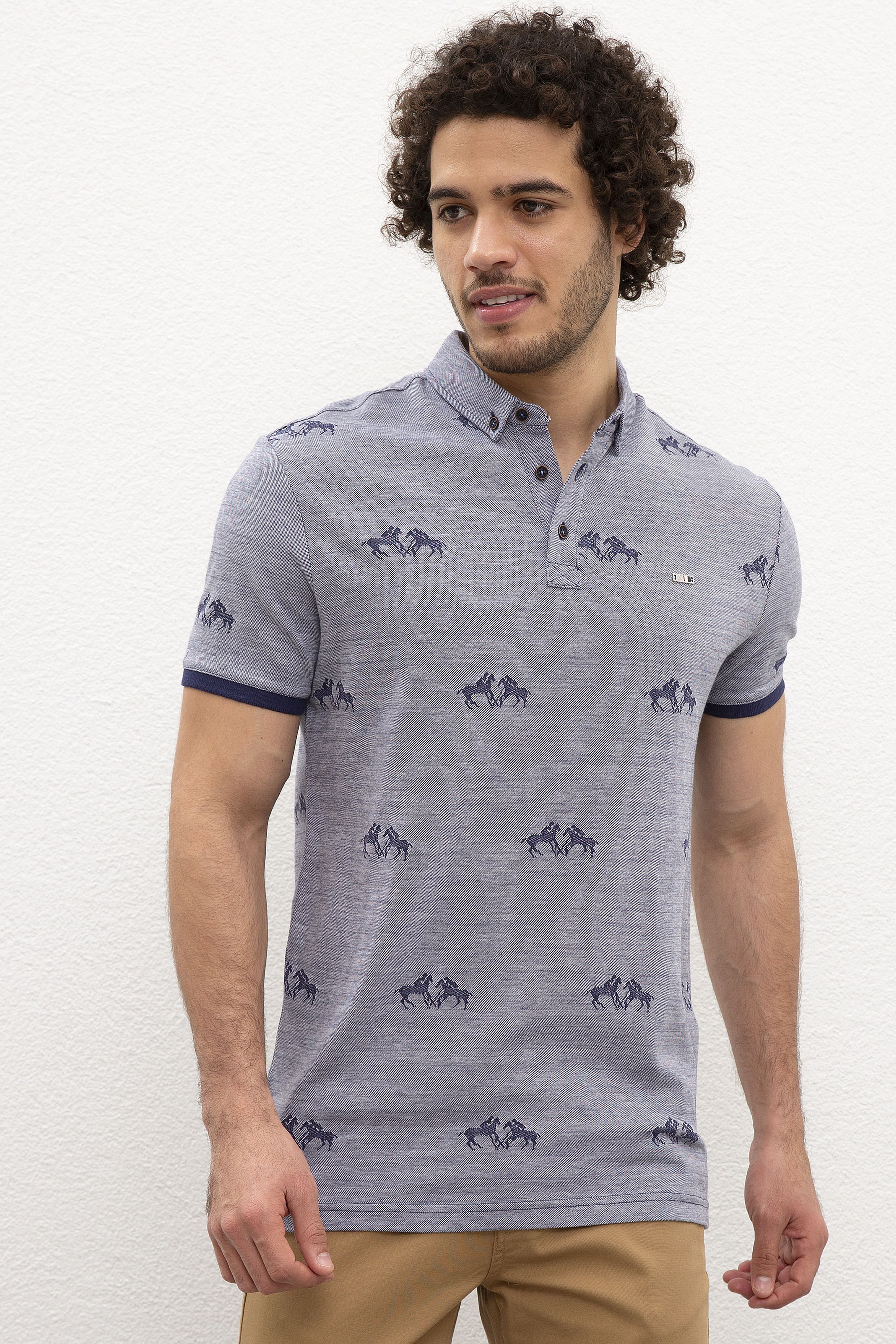 Erkek Lacivert Polo Yaka T-Shirt - Image 1
