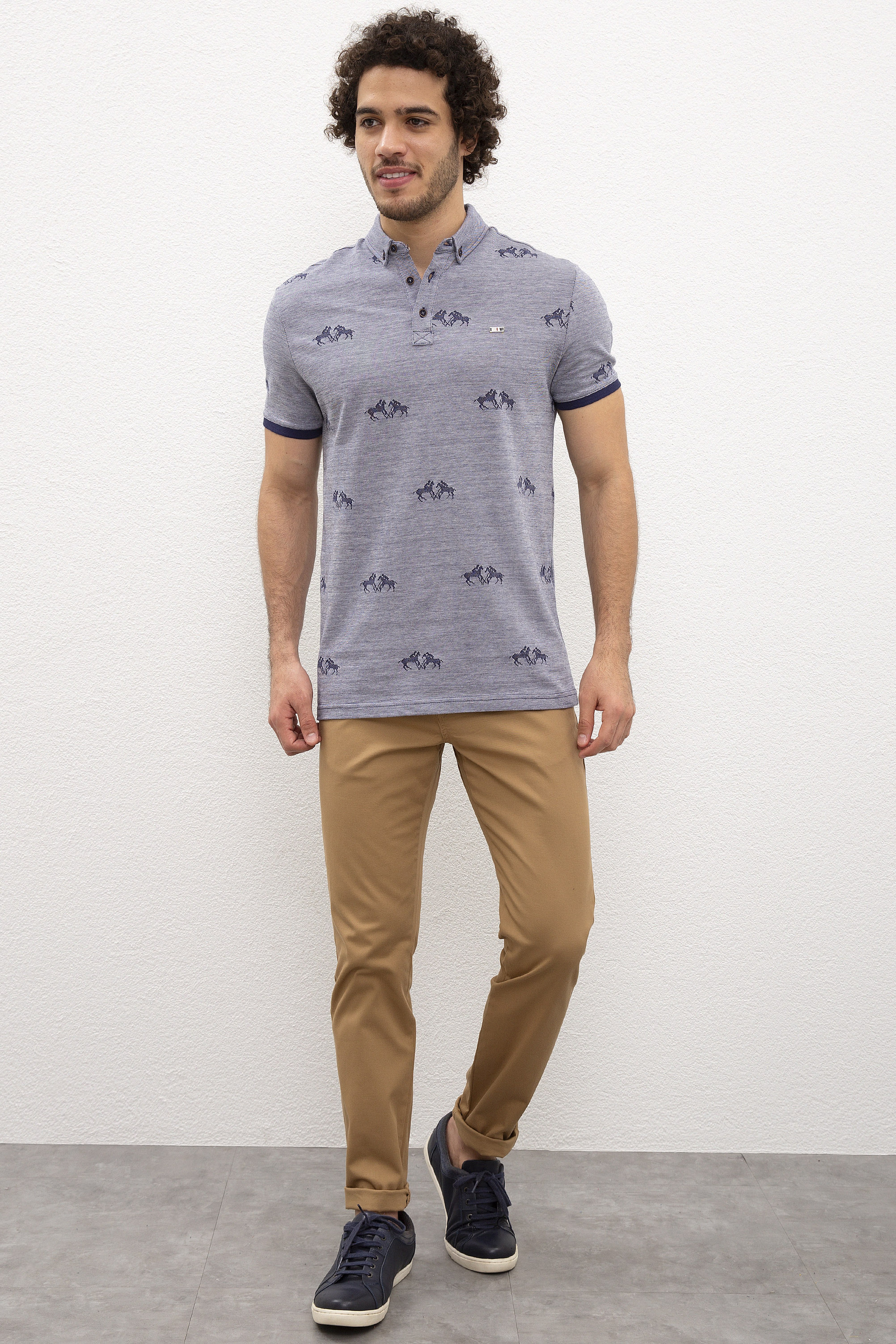 Erkek Lacivert Polo Yaka T-Shirt - Image 4