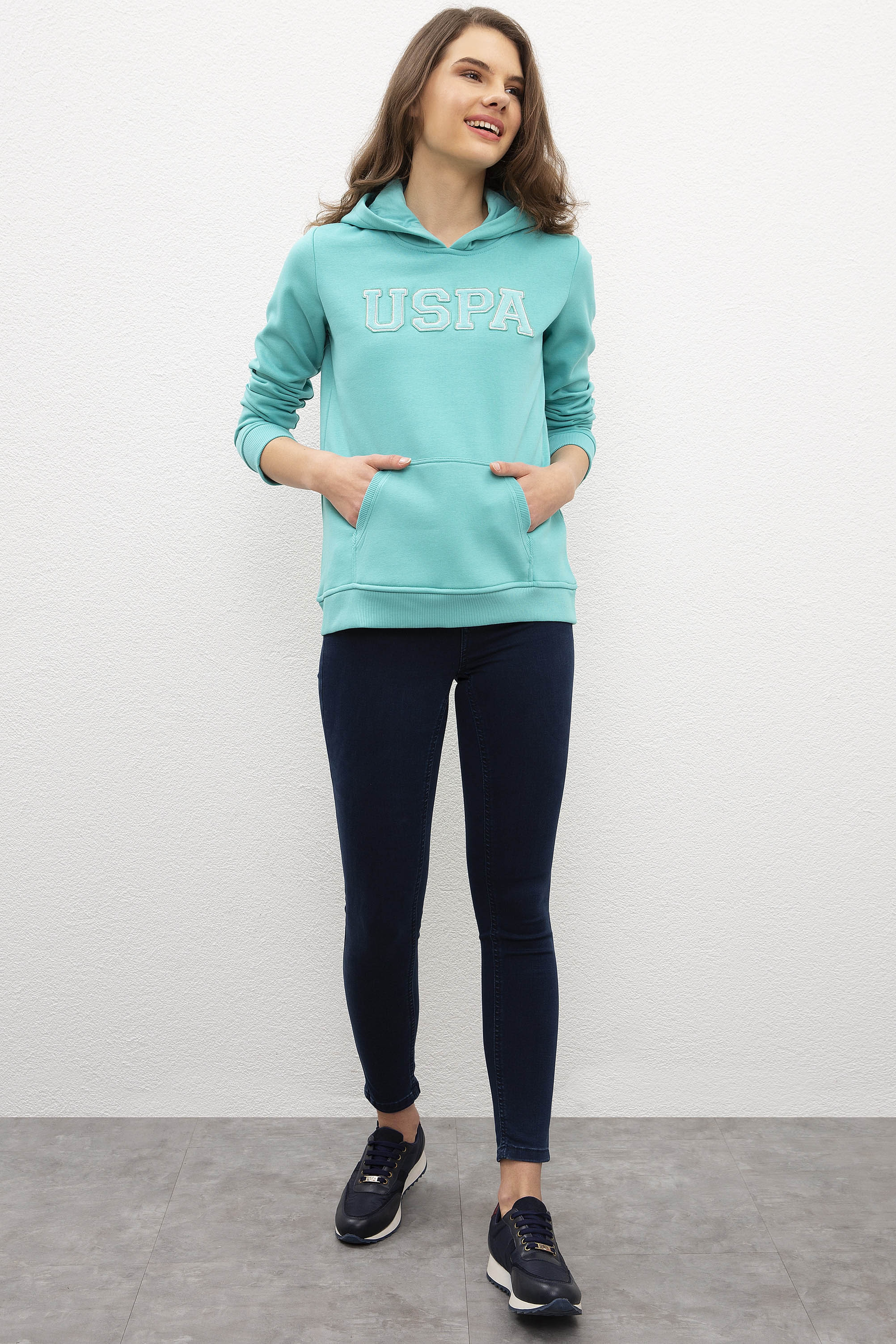 Kadın Yeşil Sweatshirt Basic - Image 4