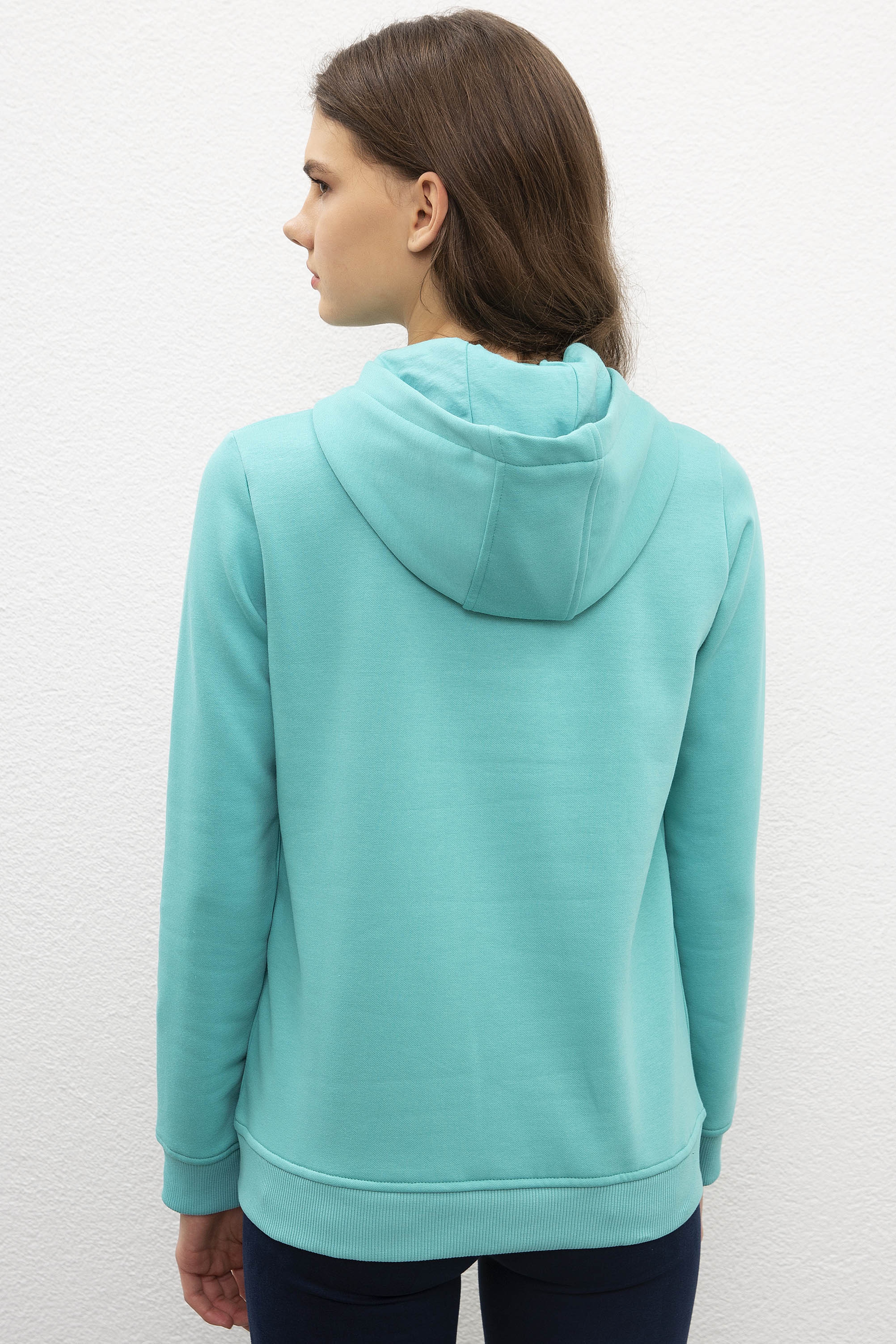 Kadın Yeşil Sweatshirt Basic - Image 3