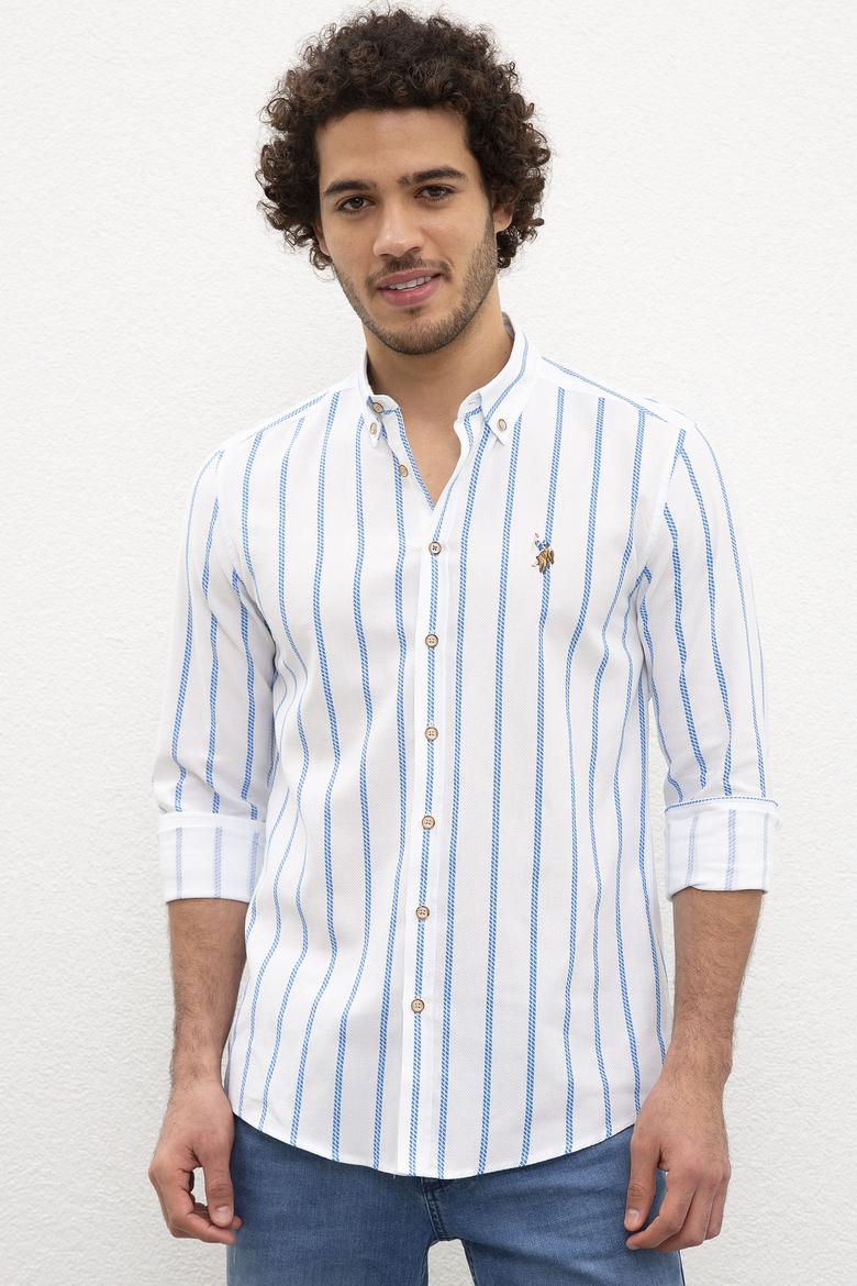 Erkek Mavi Gömlek Uzunkol