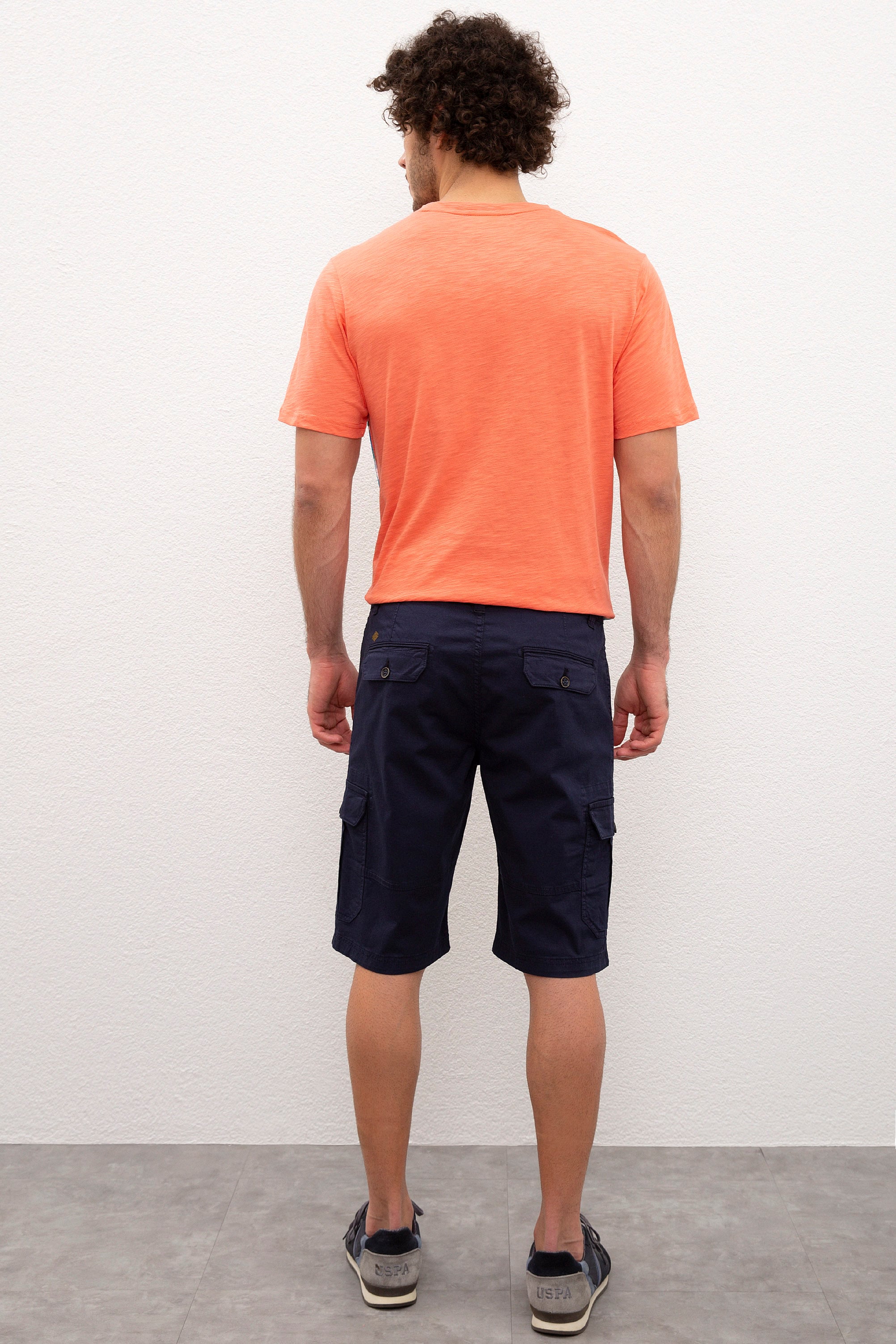 Erkek Lacivert Dokuma Bermuda Capri