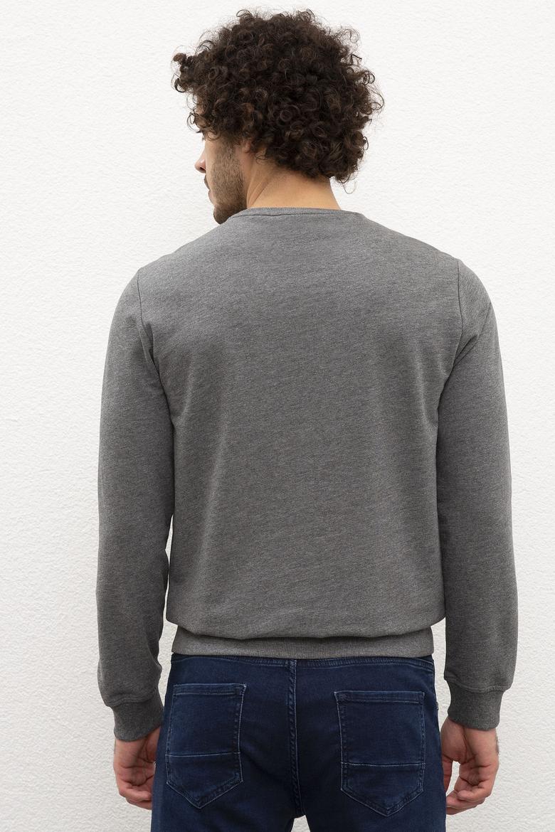 Erkek Antrasit Melanj Bisiklet Yaka Sweatshirt - 50216295002