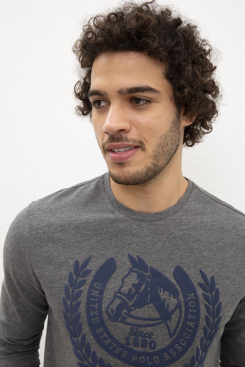 Erkek Antrasit Melanj Bisiklet Yaka Sweatshirt - 50216295002