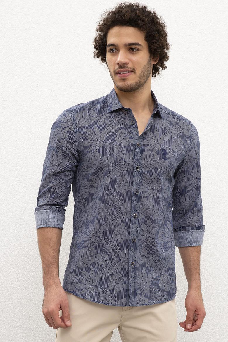 Erkek Lacivert Gömlek Uzunkol