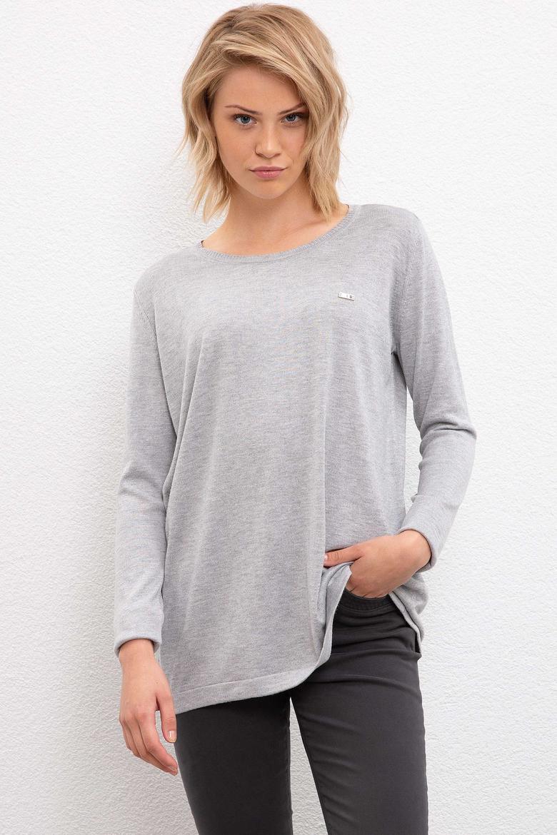 Kadın Gri Melanj Kazak