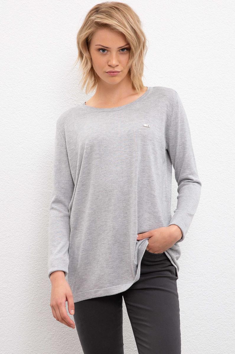 Kadın Gri Melanj Kazak