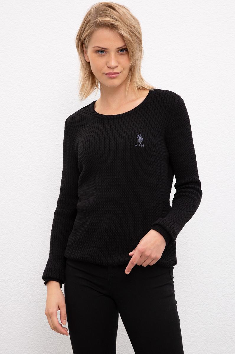 Kadın Siyah Basic Kazak