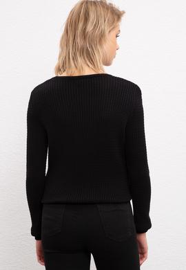 Kadın Siyah Basic Kazak - 50206419048