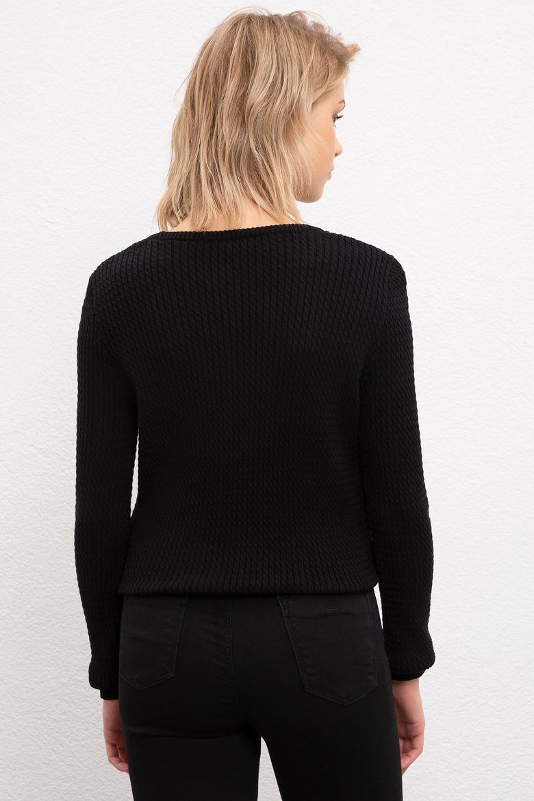 Kadın Siyah Basic Kazak - 50206419048