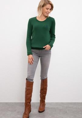 Kadın Yeşil Triko Kazak Basic - 50206419060