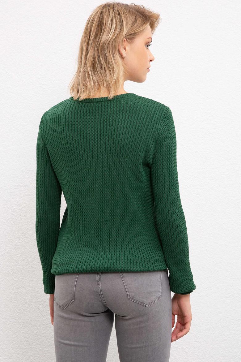 Kadın Yeşil Triko Kazak Basic - 50206419060