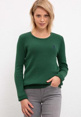 Kadın Yeşil Triko Kazak Basic - 50206419060