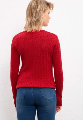 Kadın Kırmızı Triko Kazak Basic - 50206451018