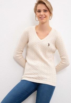 Kadın Beyaz Triko Kazak Basic - 50206451037