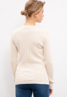 Kadın Beyaz Triko Kazak Basic - 50206451037