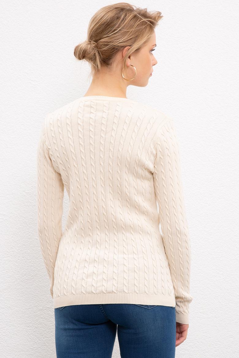 Kadın Beyaz Triko Kazak Basic - 50206451037