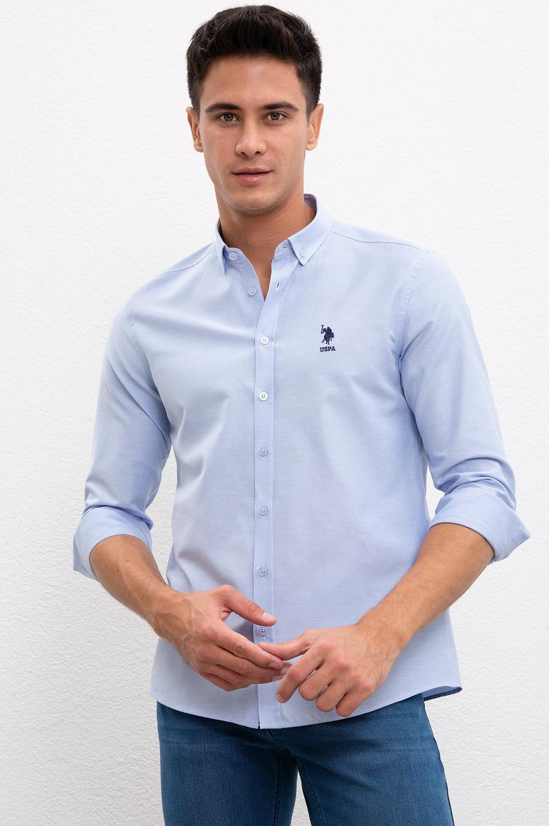 Erkek Mavi Gömlek Uzunkol Basic