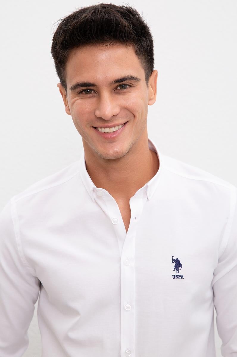 Erkek Beyaz Gömlek Uzunkol Basic