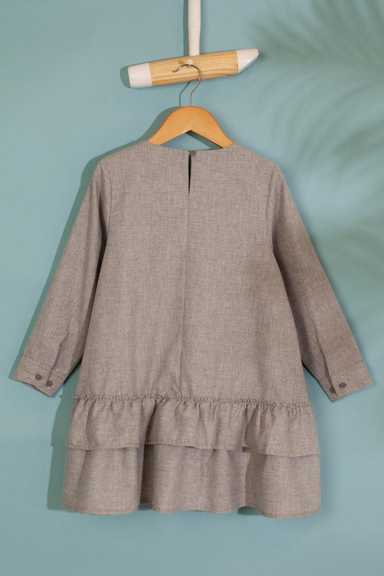 Kız Çocuk Bej Dokuma Elbise - 50207586002