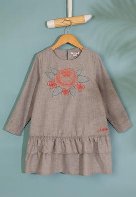 Kız Çocuk Bej Dokuma Elbise - 50207586002