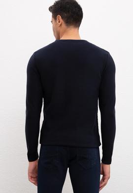 Erkek Lacivert Bisiklet Yaka Triko Kazak - 50207676002