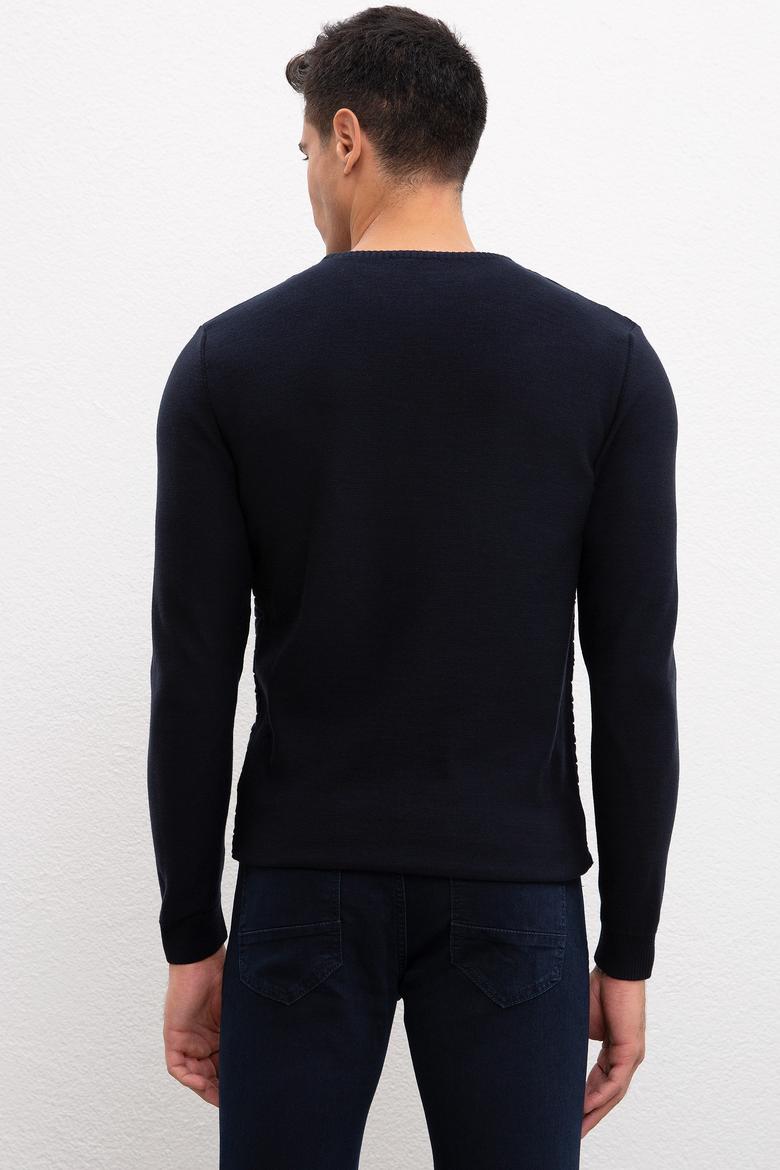 Erkek Lacivert Bisiklet Yaka Triko Kazak - 50207676002