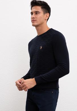 Erkek Lacivert Bisiklet Yaka Triko Kazak - 50207676002