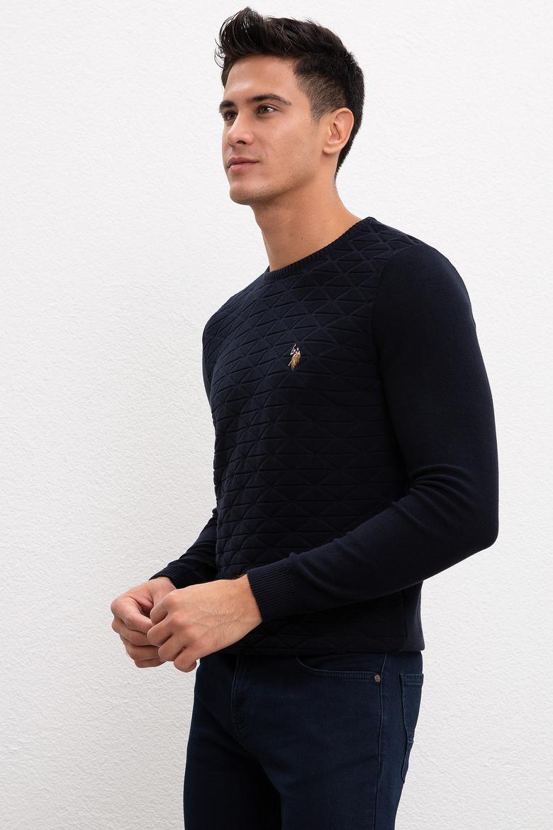 Erkek Lacivert Bisiklet Yaka Triko Kazak - 50207676002