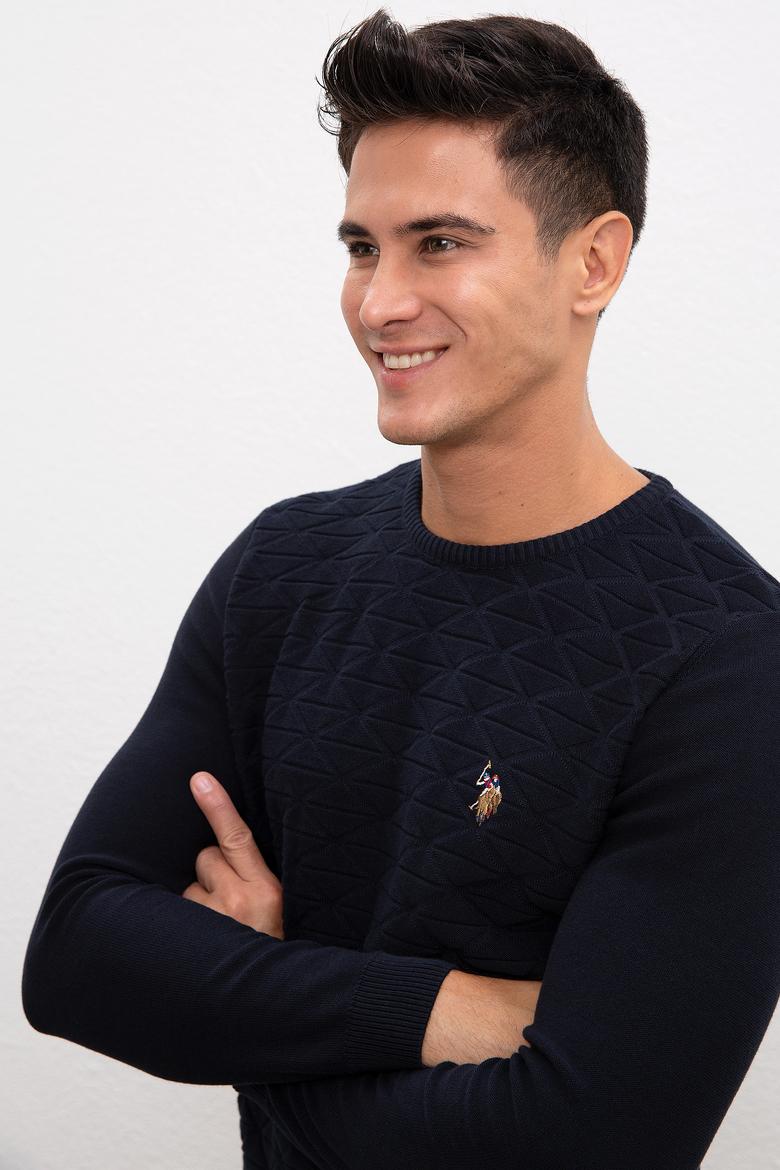 Erkek Lacivert Bisiklet Yaka Triko Kazak - 50207676002