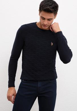 Erkek Lacivert Bisiklet Yaka Triko Kazak - 50207676002