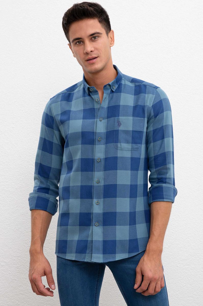 Erkek Koyu Mint Gömlek Uzunkol