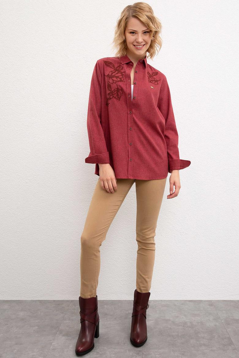 Kadın Bordo Gömlek - 50207180004