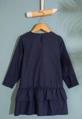 Kız Çocuk Lacivert Dokuma Elbise - 50207586014