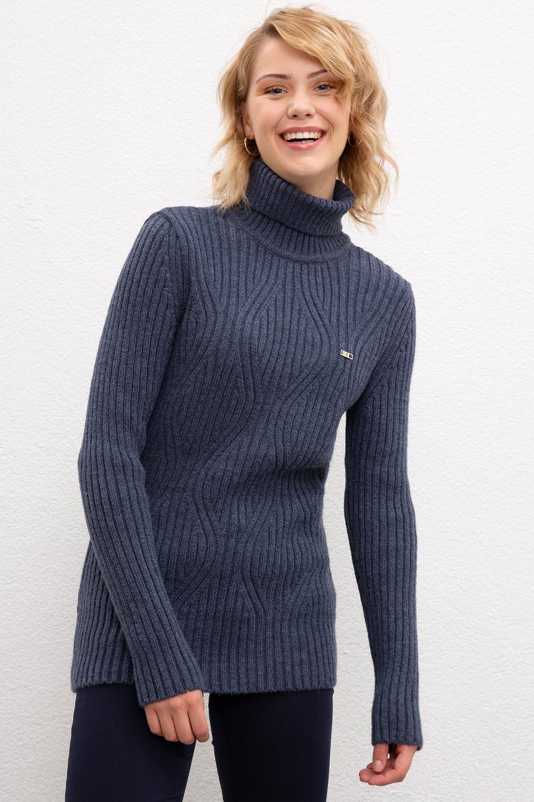 Kadın Mavi Kazak - 50206764054