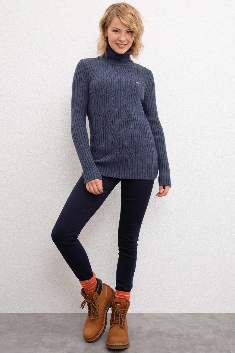 Kadın Mavi Kazak - 50206764054