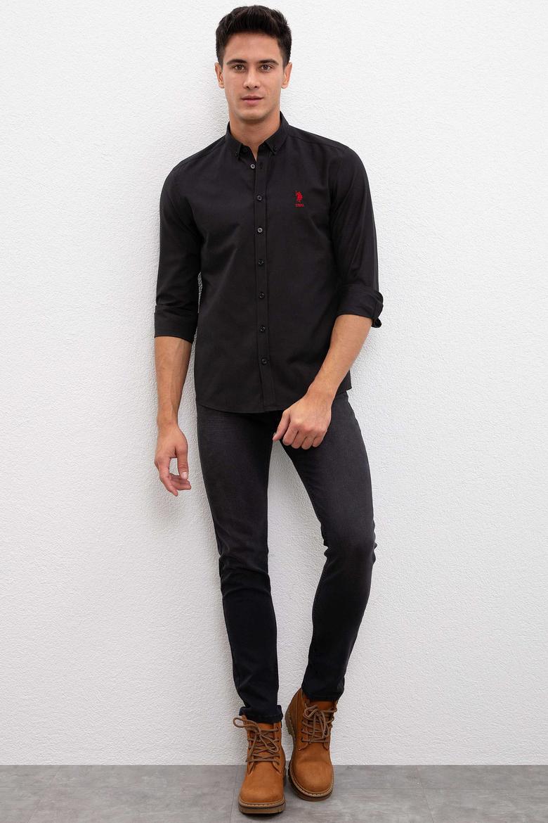 Erkek Siyah Gömlek Uzunkol Basic - 50233224029