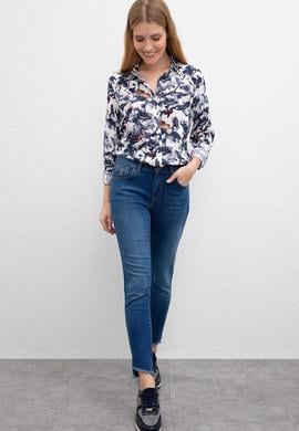 Kadın Koyu Mavi Jean Pantolon - 50209509004