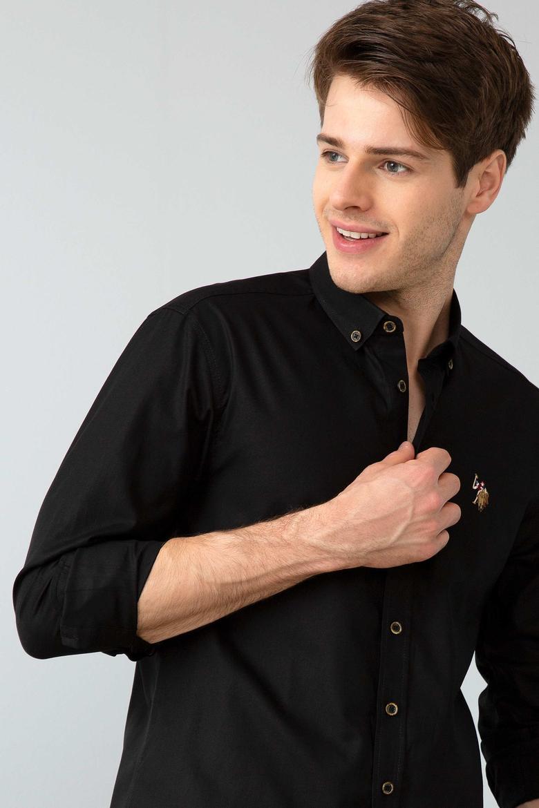 Erkek Siyah Uzun Kollu Basic Gömlek
