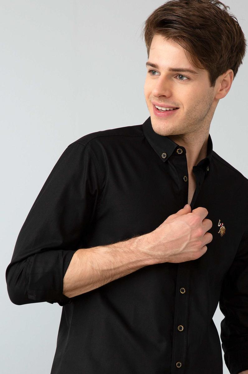 Erkek Siyah Uzun Kollu Basic Gömlek