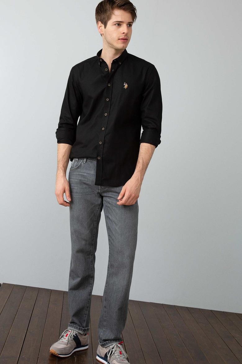 Erkek Siyah Uzun Kollu Basic Gömlek - 50191438122