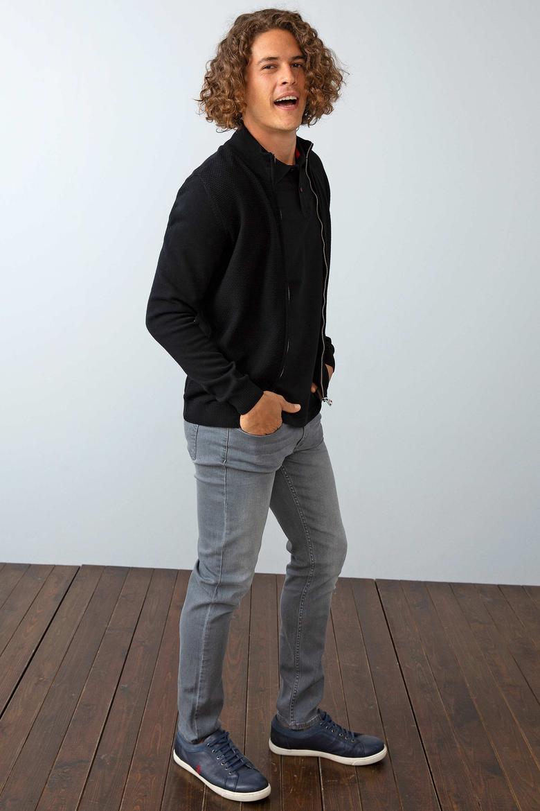 Erkek Siyah Triko Hırka Basic - 50192683045