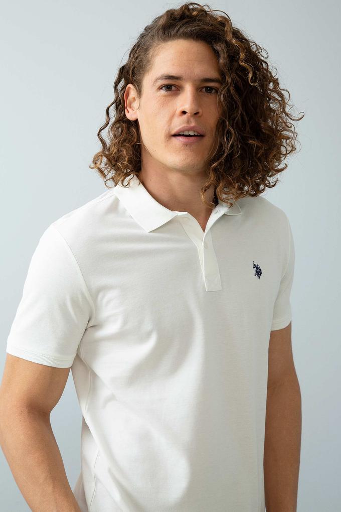 Erkek Ekru Basic Polo Yaka Tişört