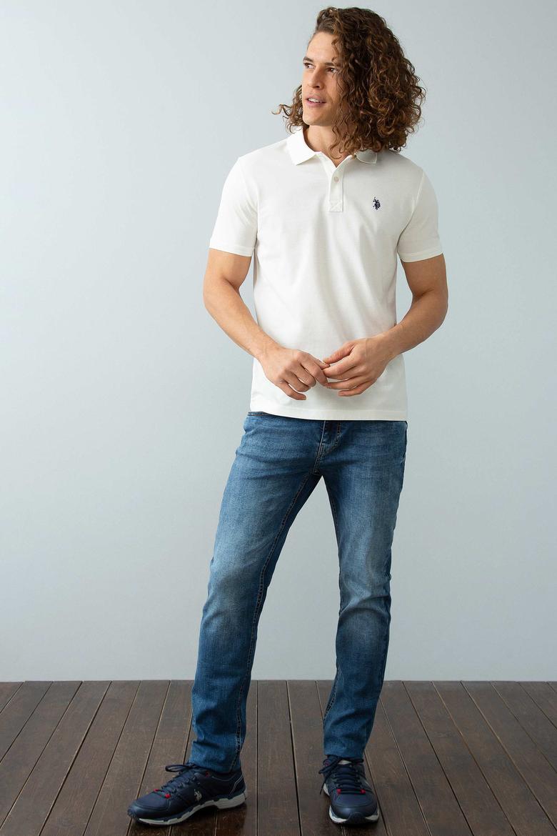 Erkek Ekru Basic Polo Yaka Tişört - 50199991262