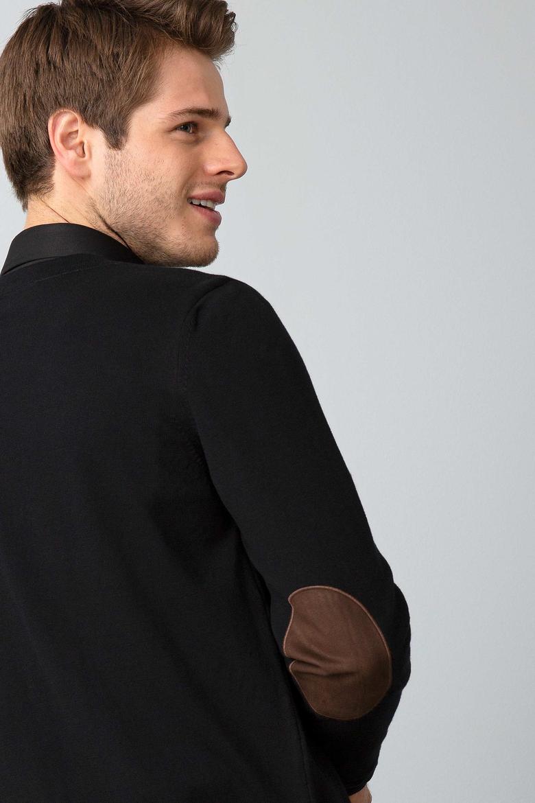 Erkek Siyah Basic Triko Hırka - 50192682043