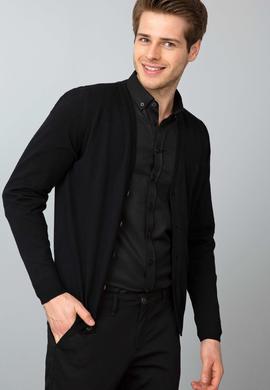 Erkek Siyah Basic Triko Hırka - 50192682043